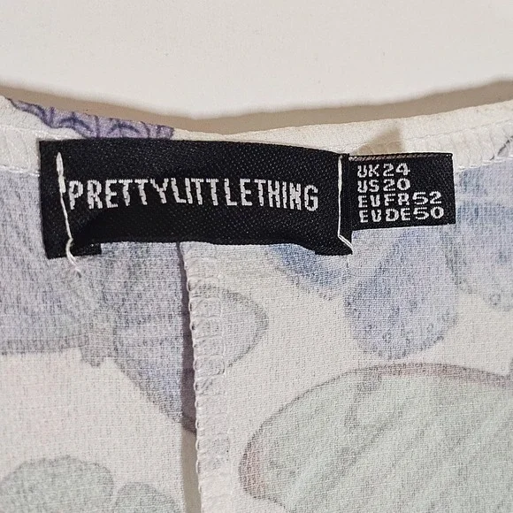 PrettyLittleThing Blouse Womens 2XL White Pastel Butterfly Kimono Top Plus Size - Picture 5 of 11